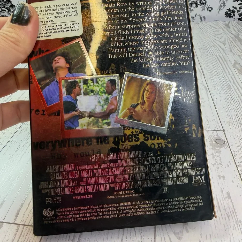 Letters from a Killer VHS 1999 Sterling Horror B-Movie Patrick Swayze Cult HTF